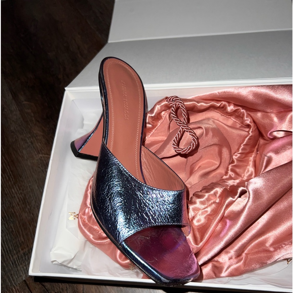 Fun colored Amina muaddi heels